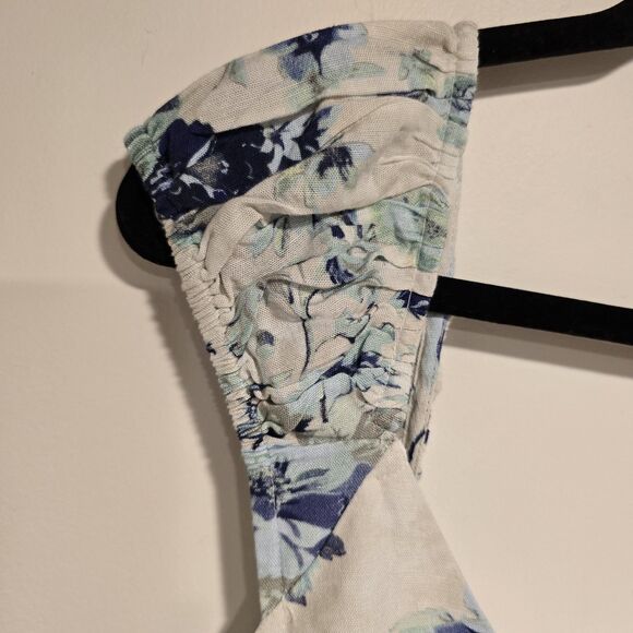 Free People Wildflower Printed Mini Dress Medium Blue Rose Floral Boho Festival - Picture 7 of 14